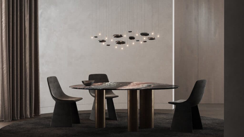 Designer lighting installation with bespoke details