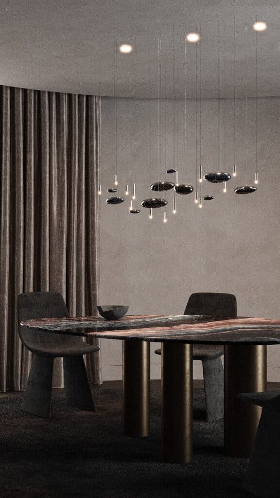 Artisanal lighting crafted from glass and metal