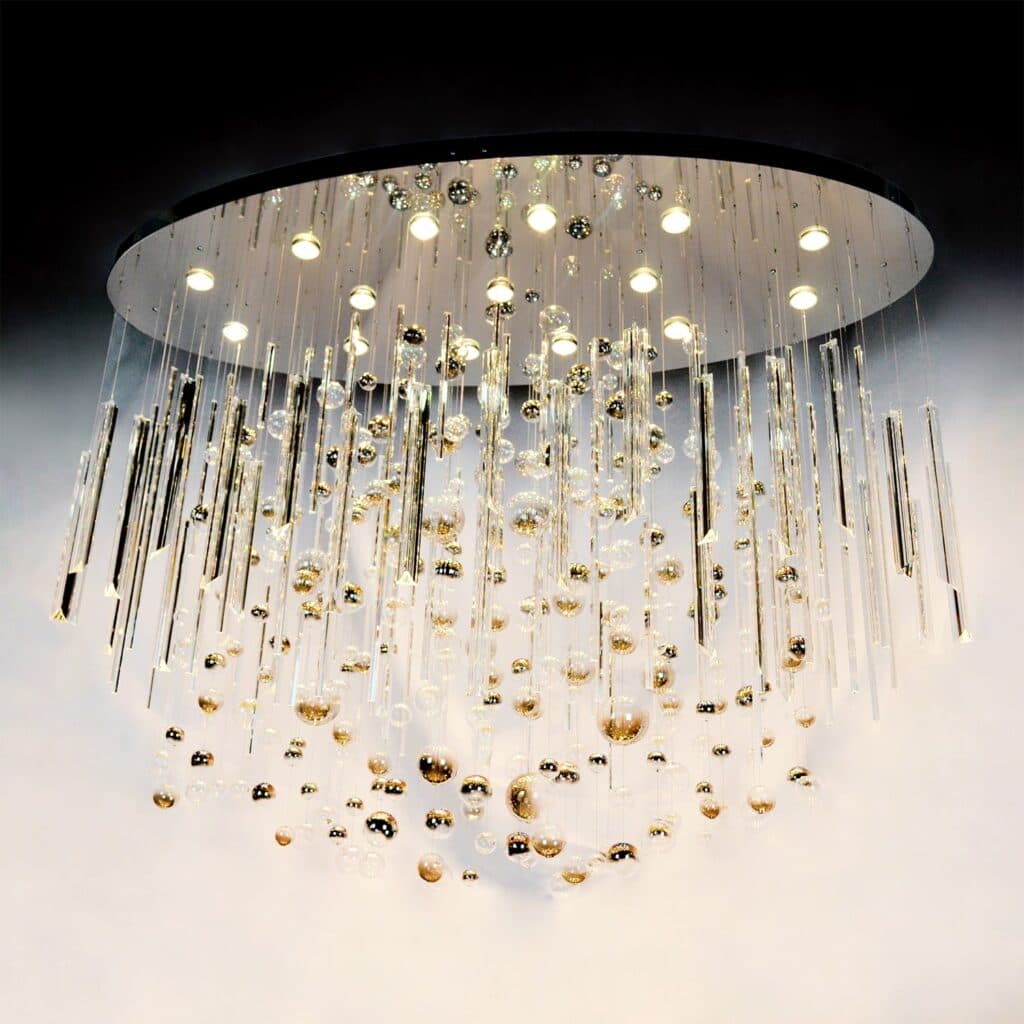 Luxury chandelier crafted from clear and smoky crystals