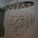Luxury chandelier crafted from clear and smoky crystals