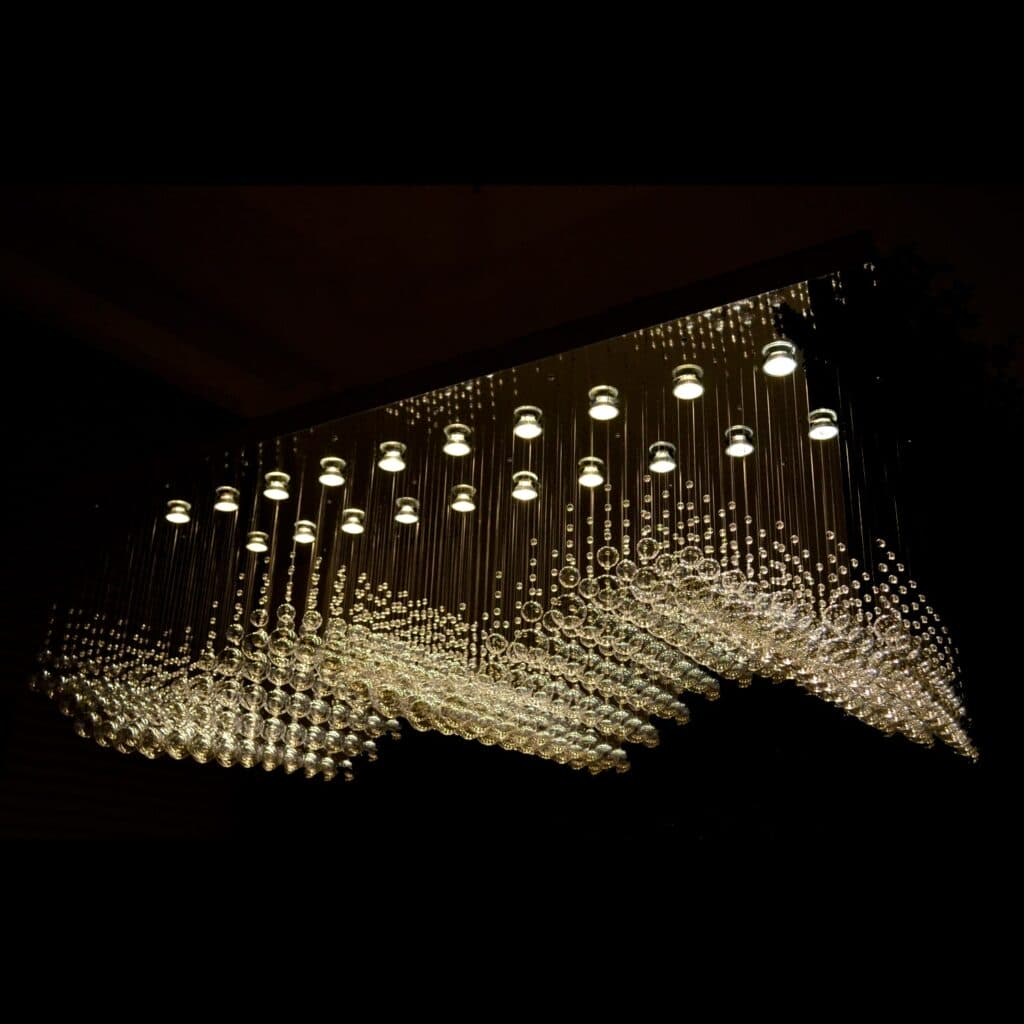 Luxury interior decor with bespoke chandelier