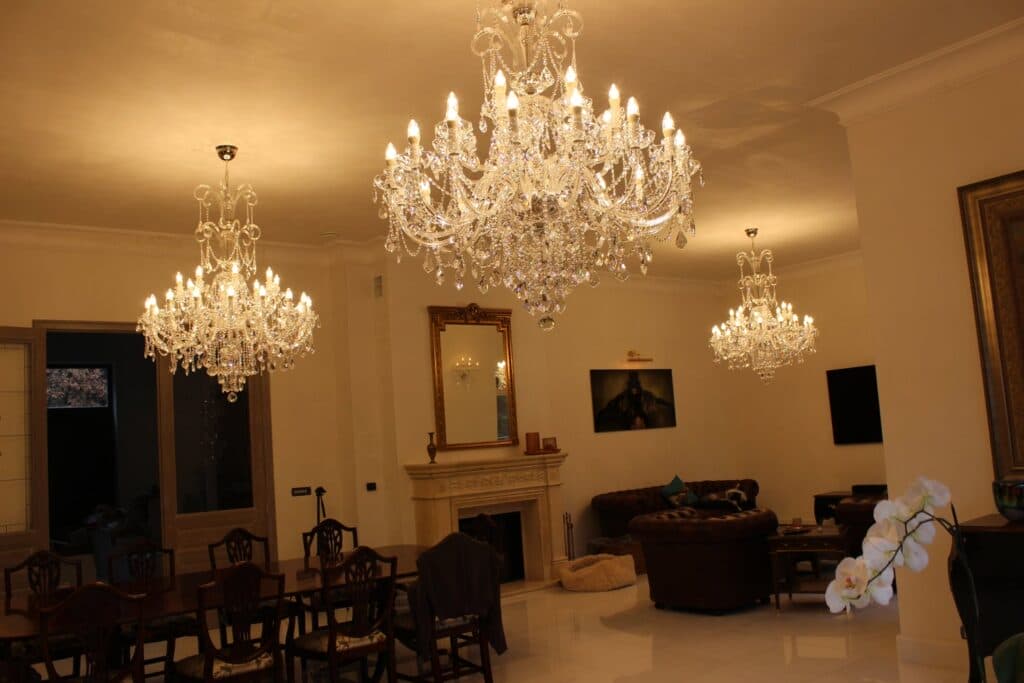 Luxury interior decor with bespoke chandelier