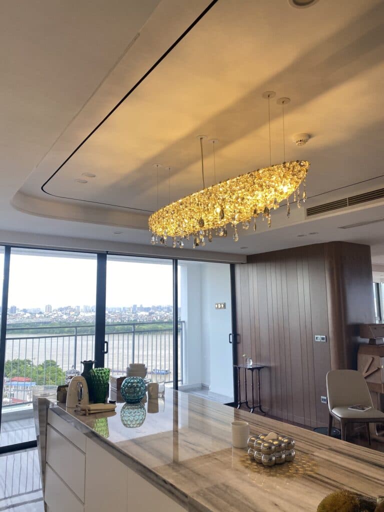 Crystal chandelier adding glamour to interiors