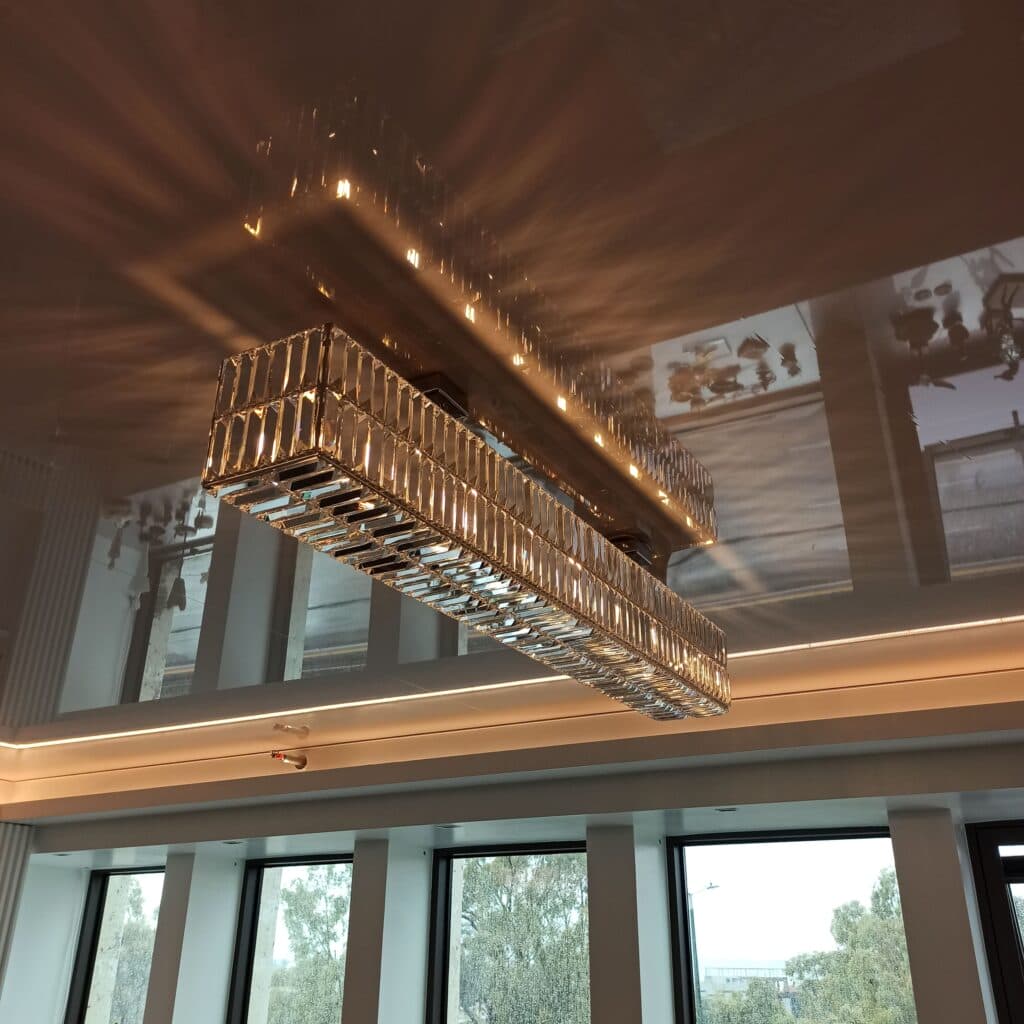 Crystal chandelier adding glamour to interiors