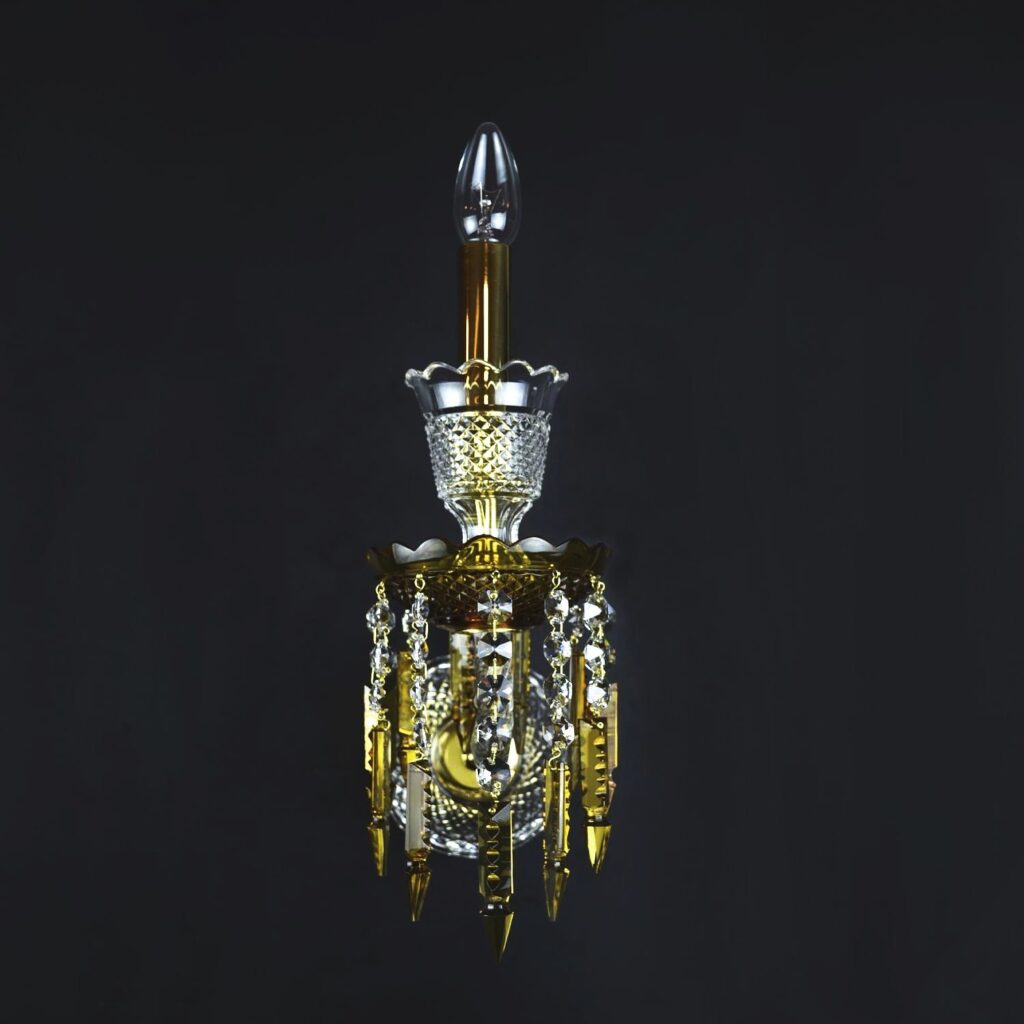Luxury chandelier crafted from clear and smoky crystals