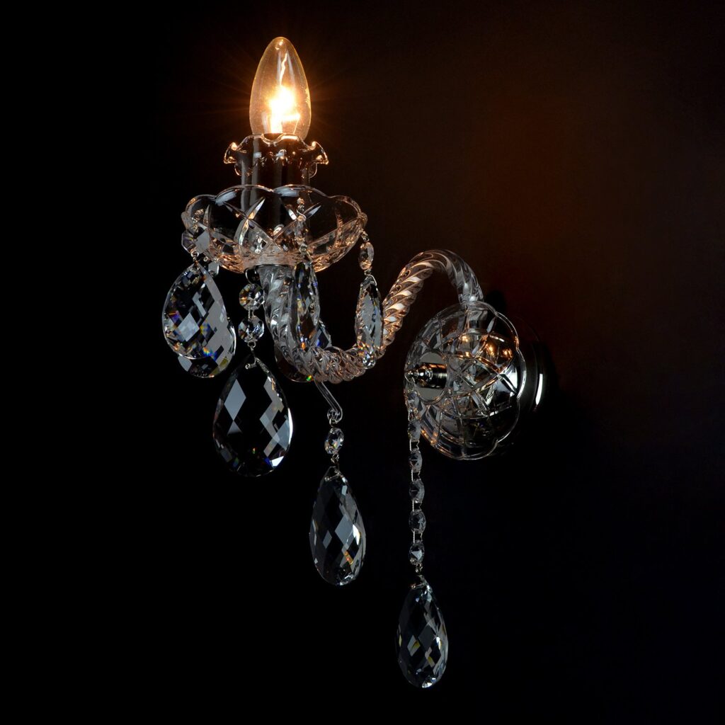 Luxury chandelier crafted from clear and smoky crystals