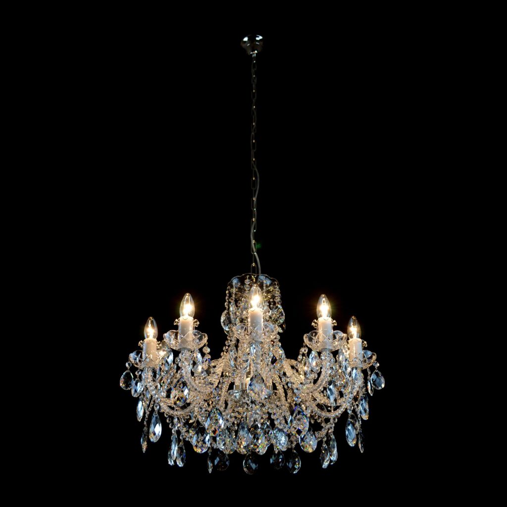 Handblown glass chandelier with artistic design