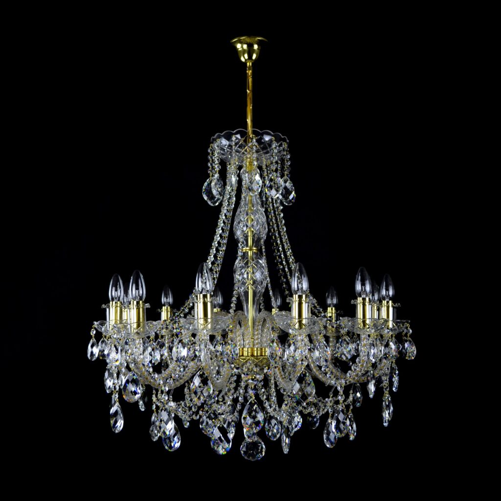 Luxury chandelier crafted from clear and smoky crystals