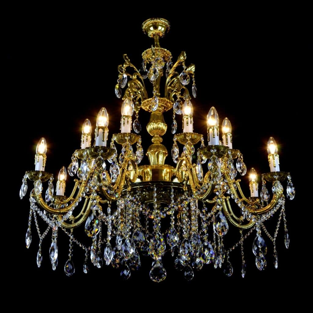 Luxury chandelier crafted from clear and smoky crystals