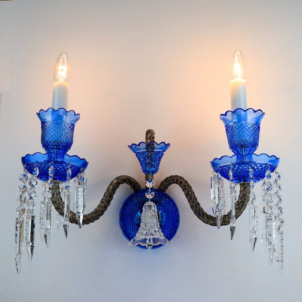Luxury chandelier crafted from clear and smoky crystals