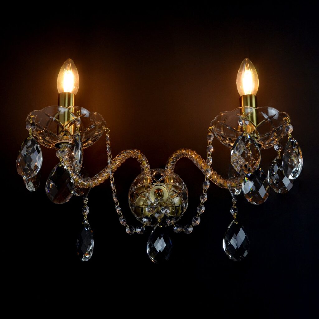 Luxury chandelier crafted from clear and smoky crystals