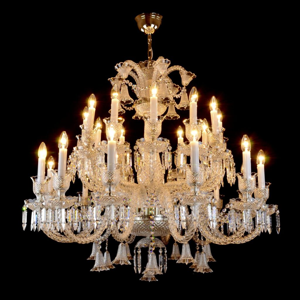Handblown glass chandelier with artistic design