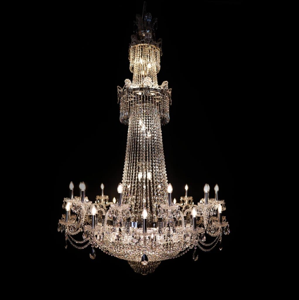 Crystal chandelier illuminating premium interiors