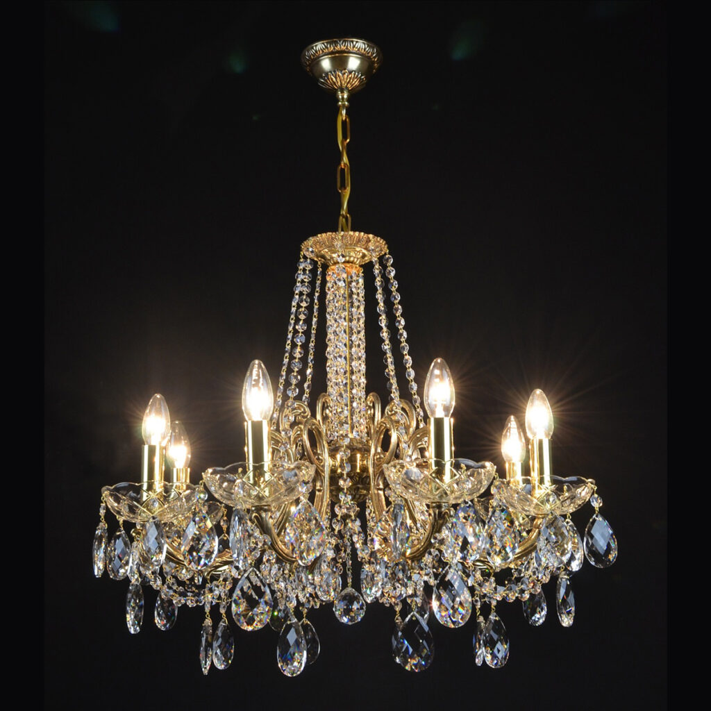 Handblown glass chandelier with artistic design