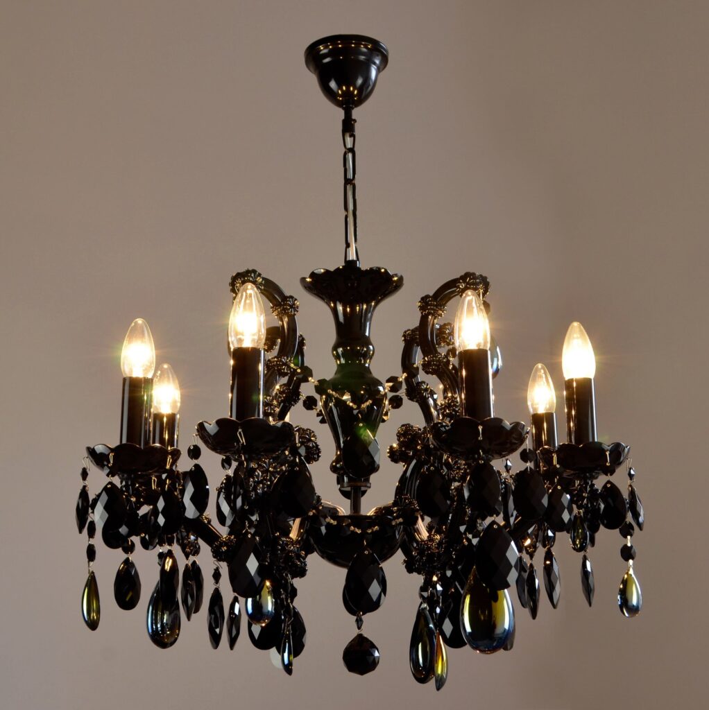 Handblown glass chandelier with artistic design