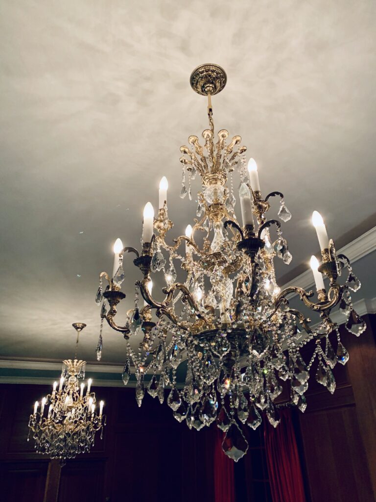 Crystal chandelier adding glamour to interiors