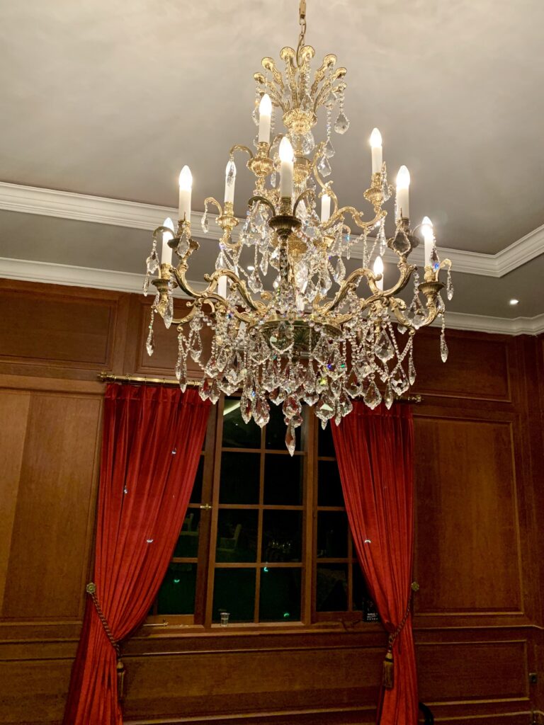Crystal chandelier illuminating premium interiors