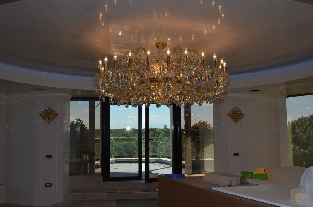 Elegant light fitting made from fine materials