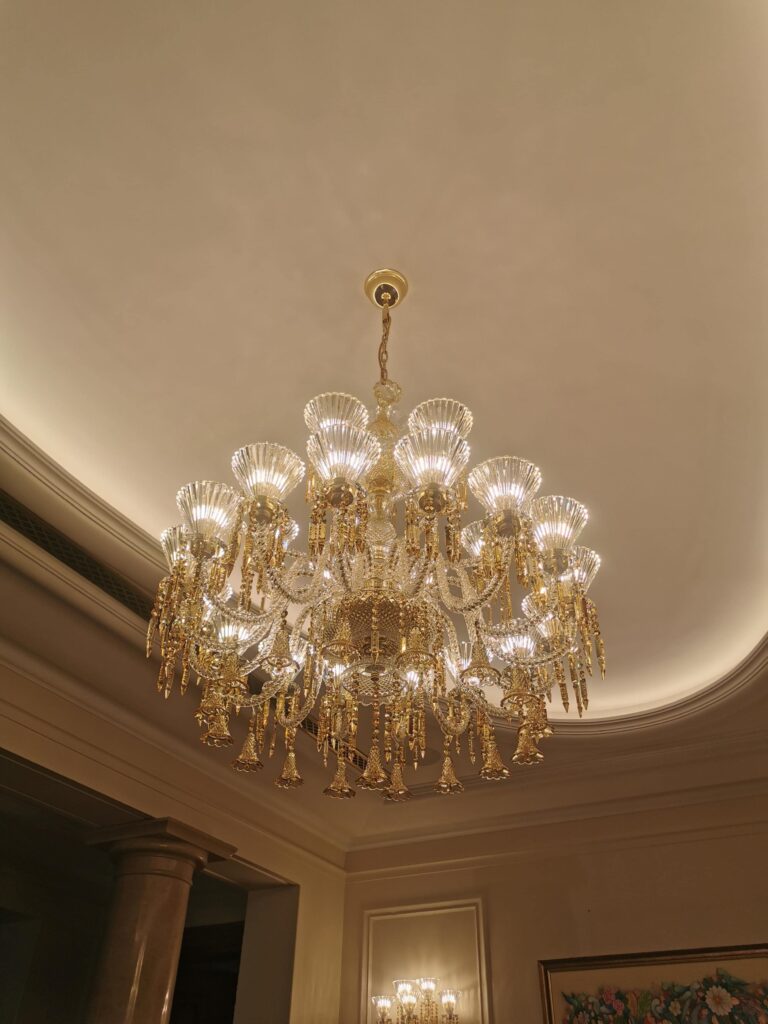 Elegant chandelier with shimmering crystal details