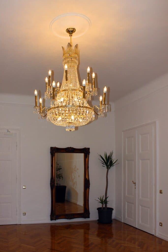 Bespoke glass chandelier crafted in Europe
