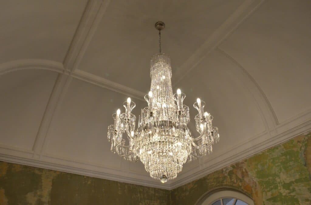 Crystal chandelier illuminating premium interiors