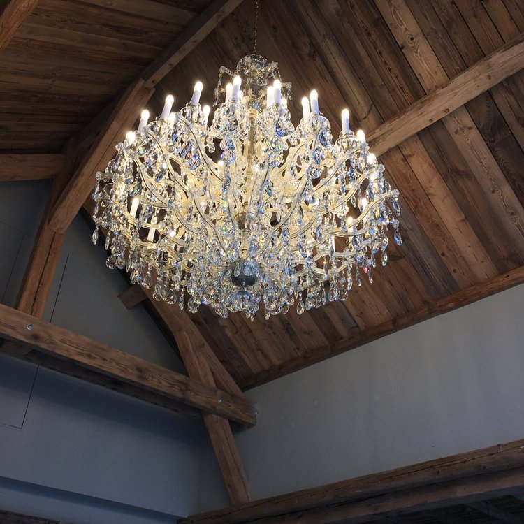 Bespoke glass chandelier crafted in Europe