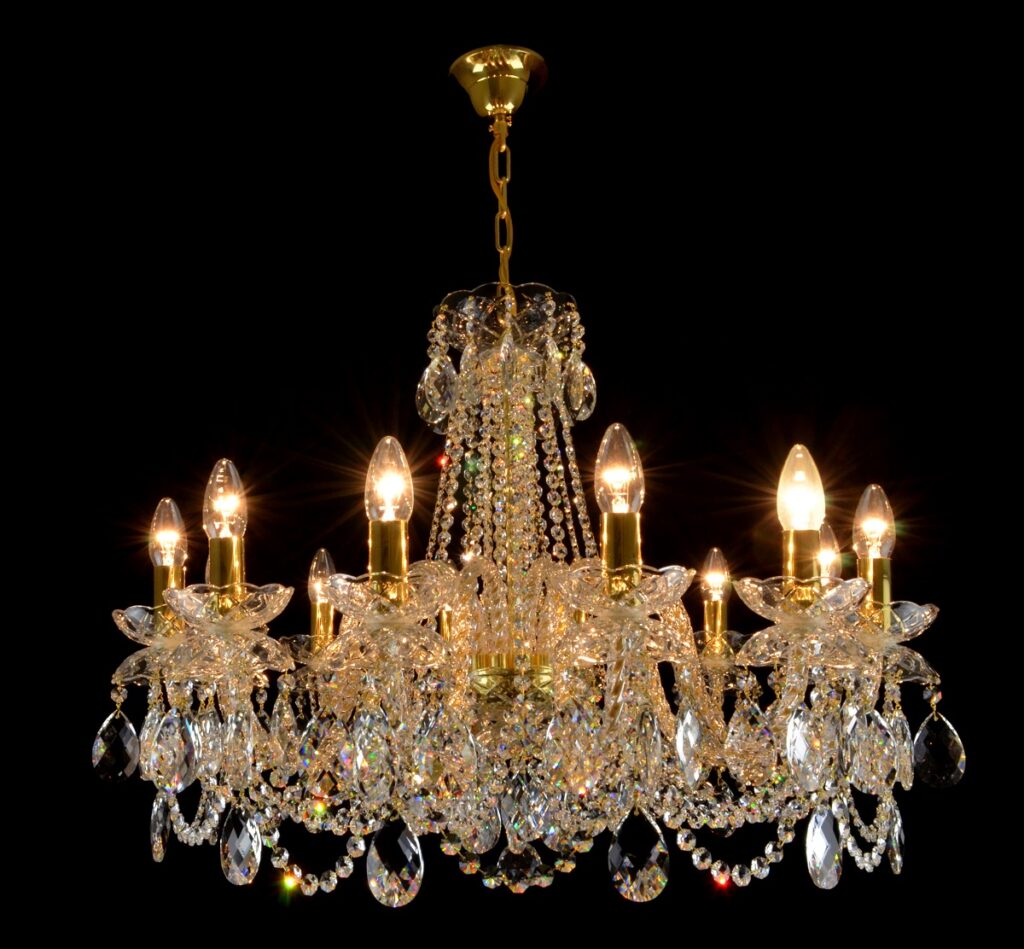 Crystal chandelier adding glamour to interiors