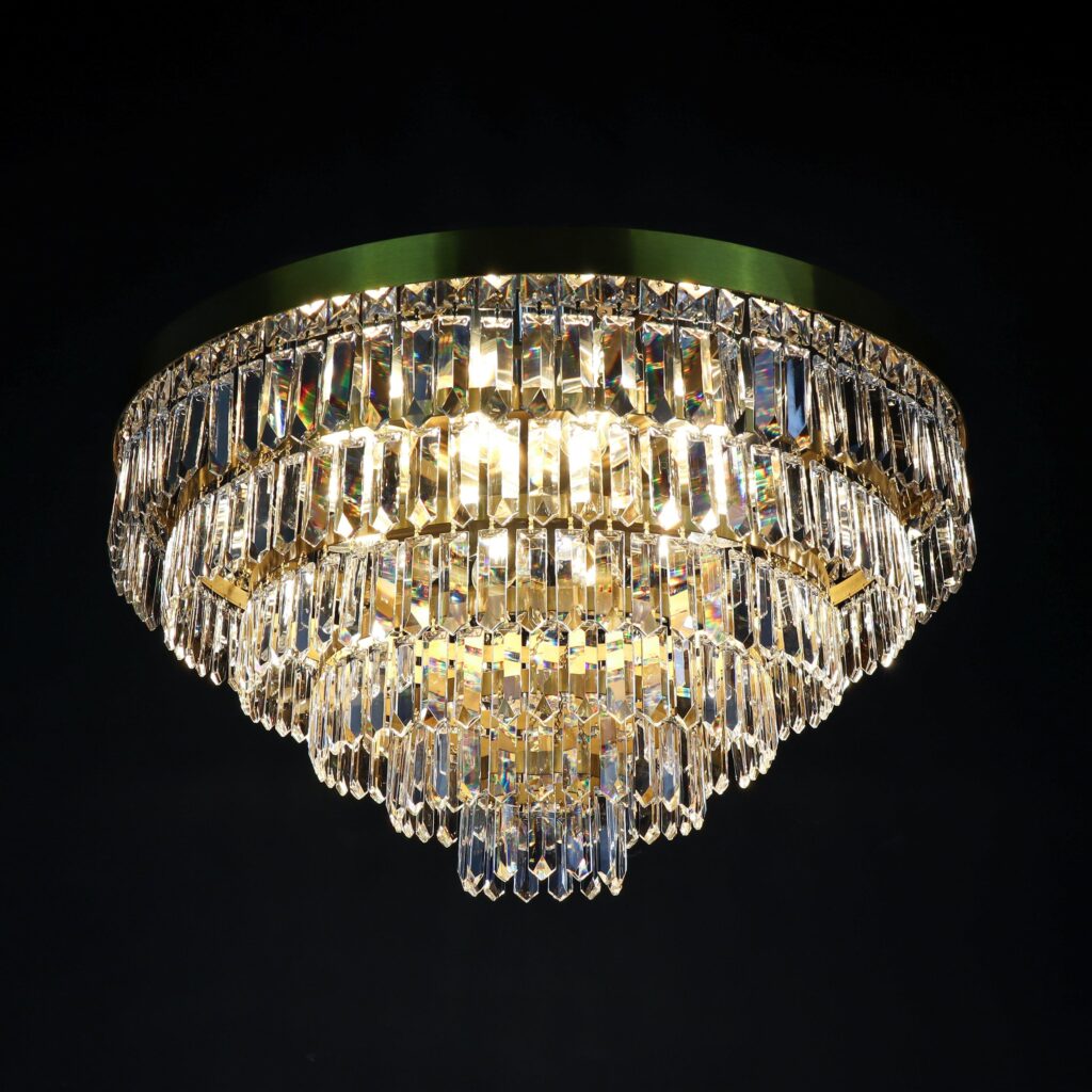 Luxury chandelier crafted from clear and smoky crystals