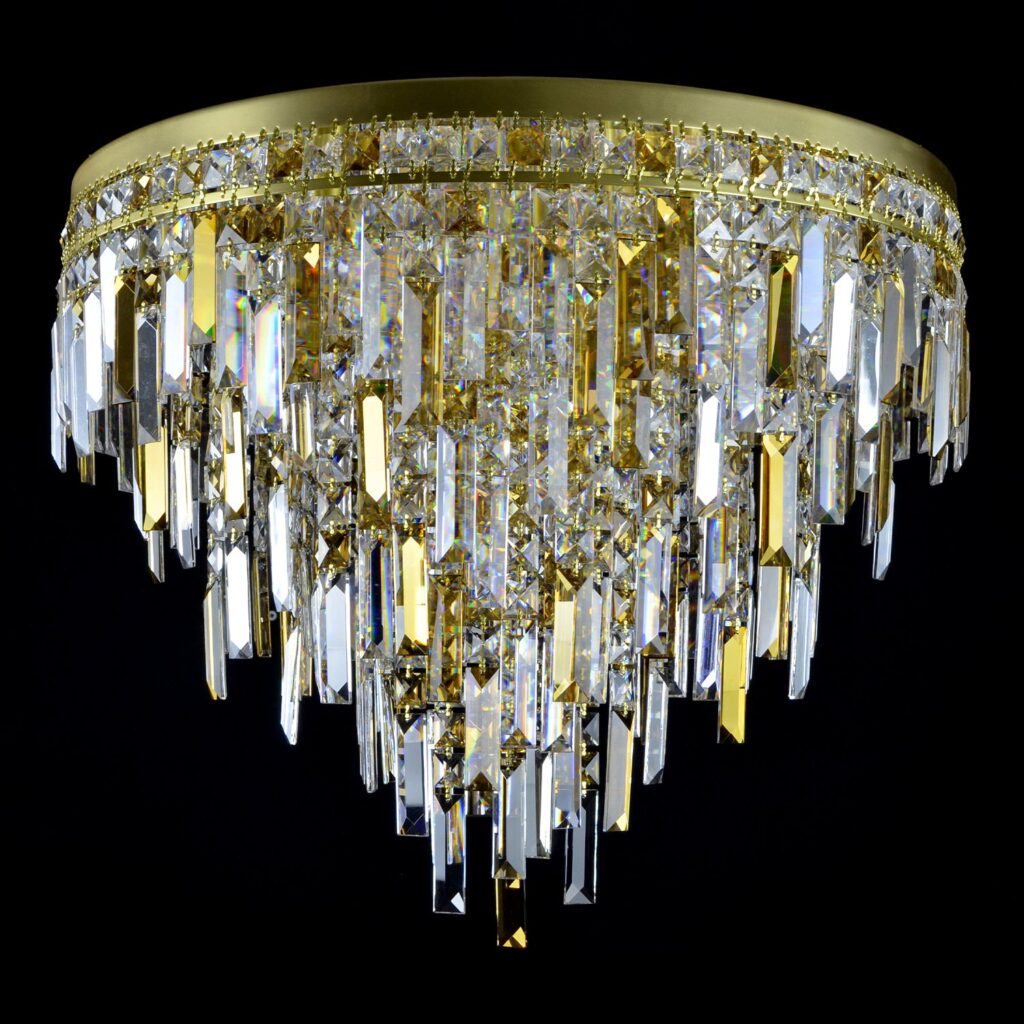 Luxury chandelier crafted from clear and smoky crystals