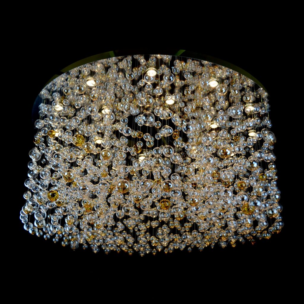 Bespoke glass chandelier crafted in Europe