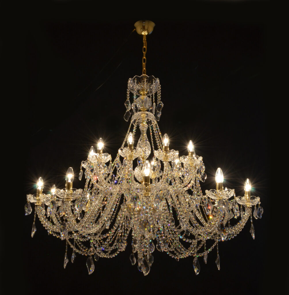 Luxury chandelier crafted from clear and smoky crystals