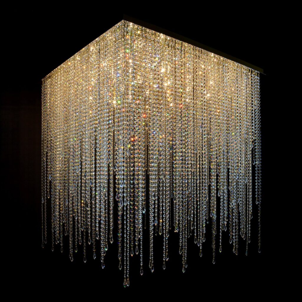 Crystal chandelier adding glamour to interiors