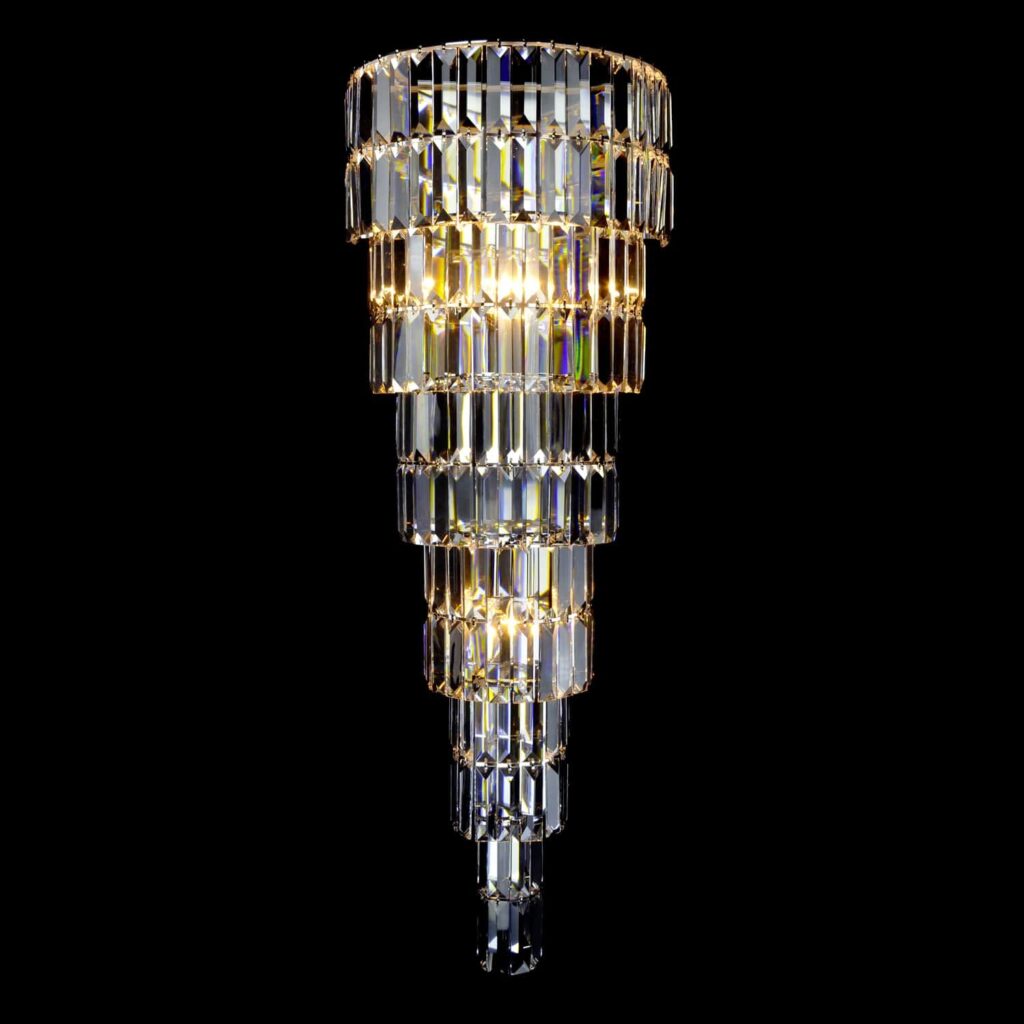 Luxury chandelier crafted from clear and smoky crystals