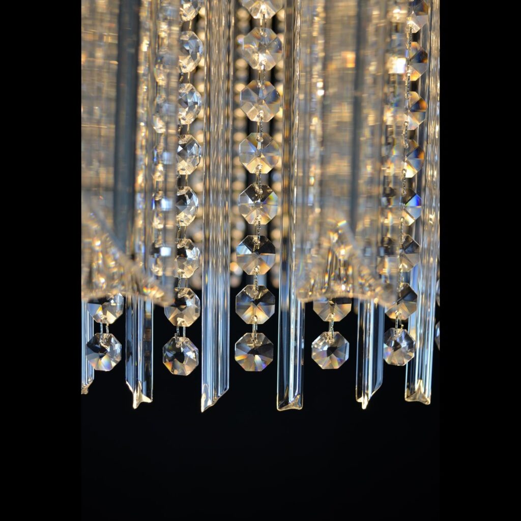 Handblown glass chandelier with artistic design