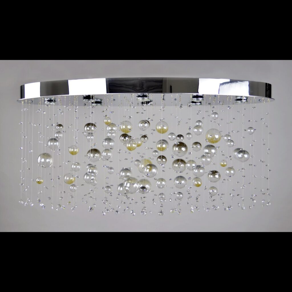 Handblown glass chandelier with artistic design