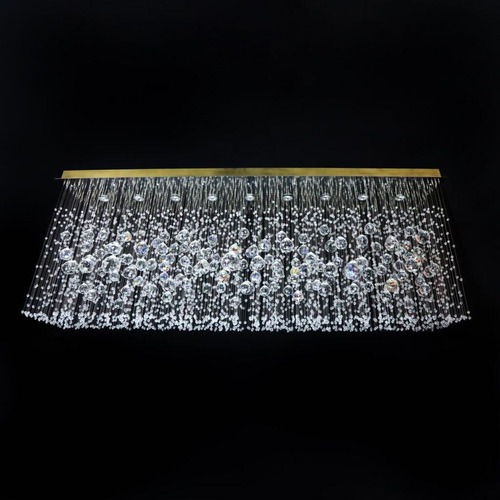 Luxury chandelier crafted from clear and smoky crystals
