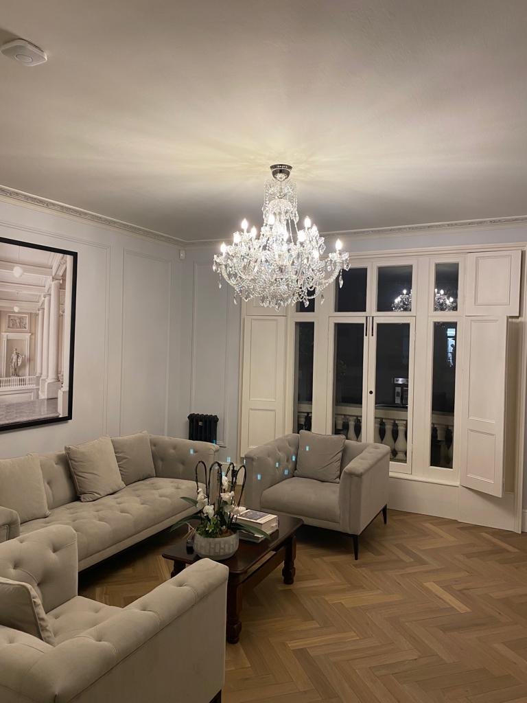 Handblown glass chandelier with artistic design