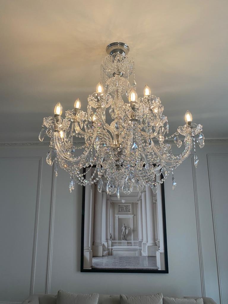 Crystal chandelier adding glamour to interiors