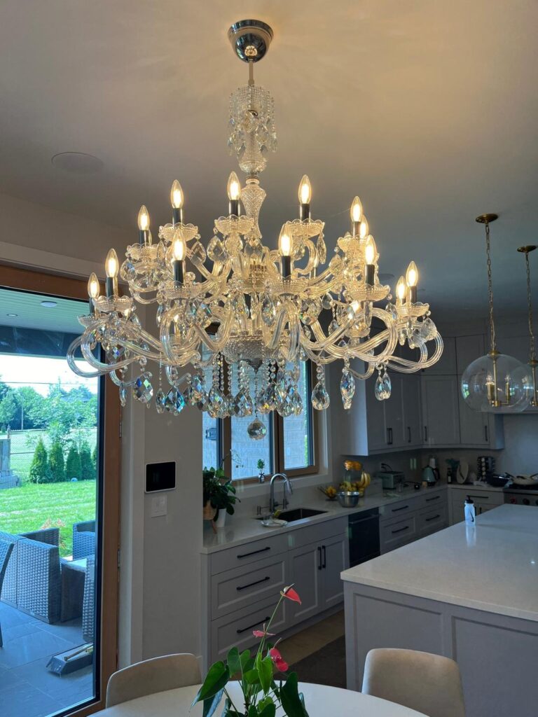 Crystal chandelier adding glamour to interiors