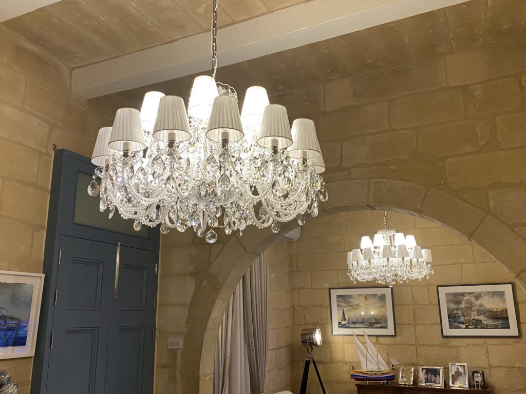Elegant chandelier with shimmering crystal details