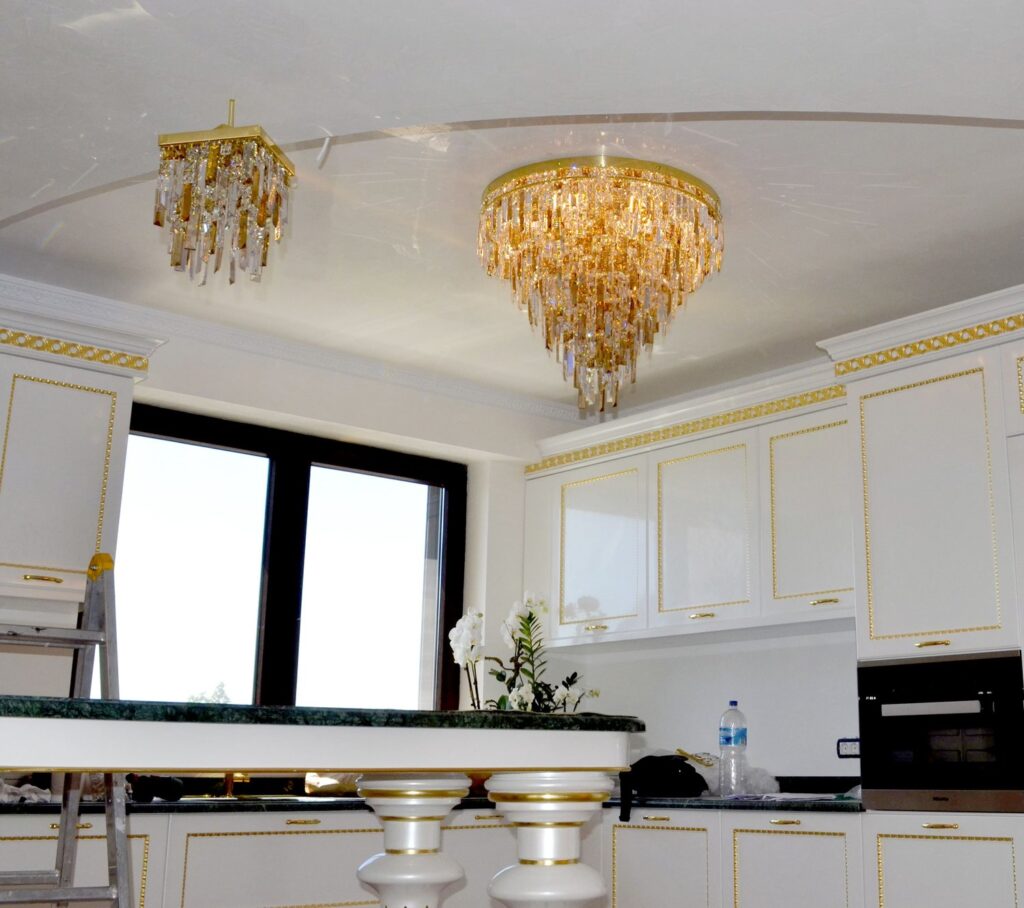 Luxury interior decor with bespoke chandelier