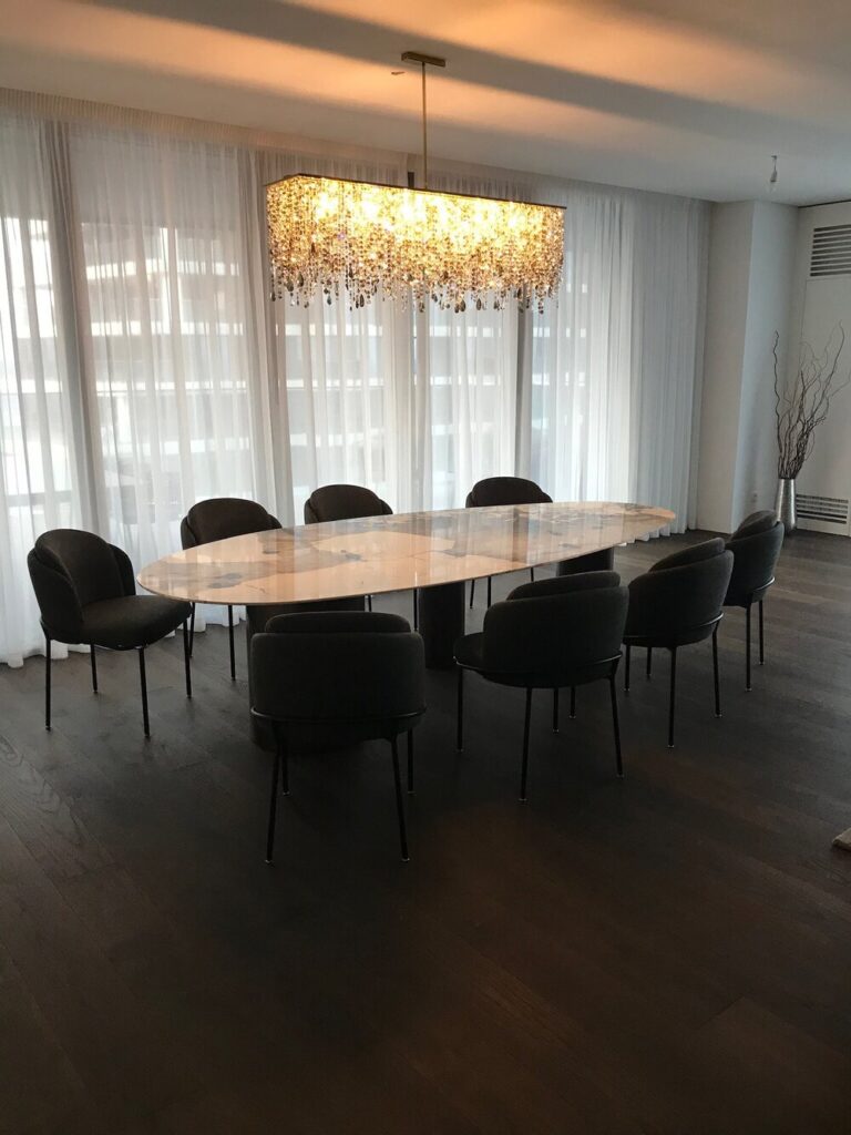 Bespoke glass chandelier crafted in Europe