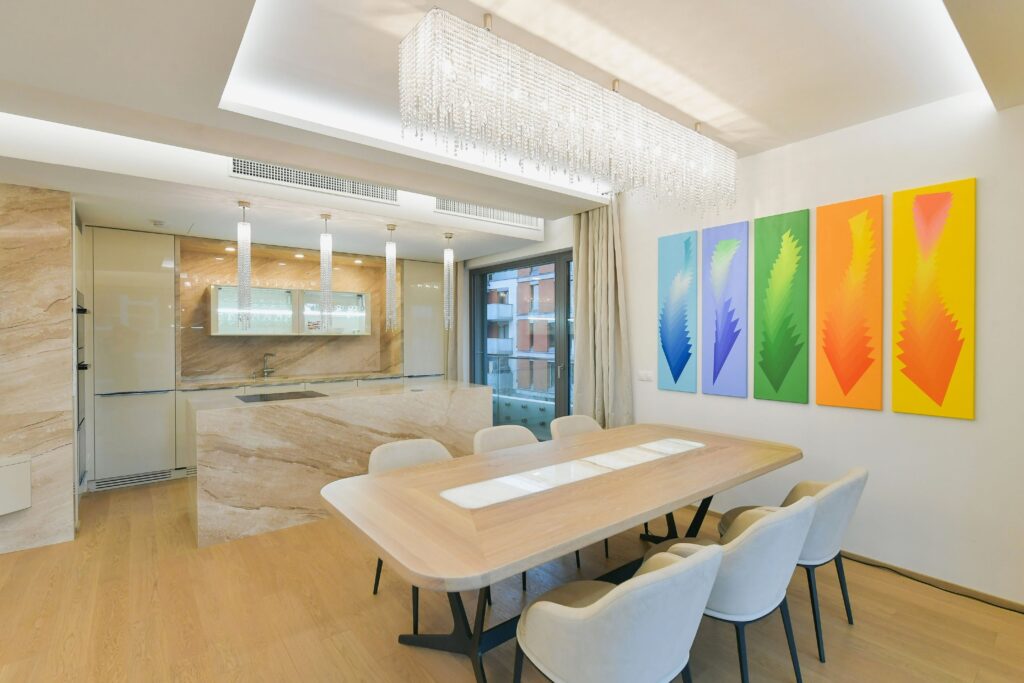 Crystal chandelier adding glamour to interiors