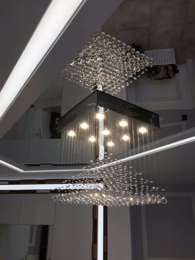 Luxury interior lighting with crystal elements