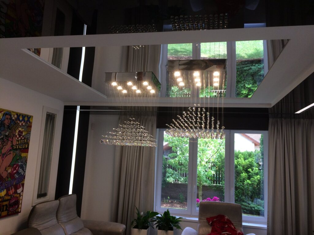 Crystal chandelier illuminating premium interiors