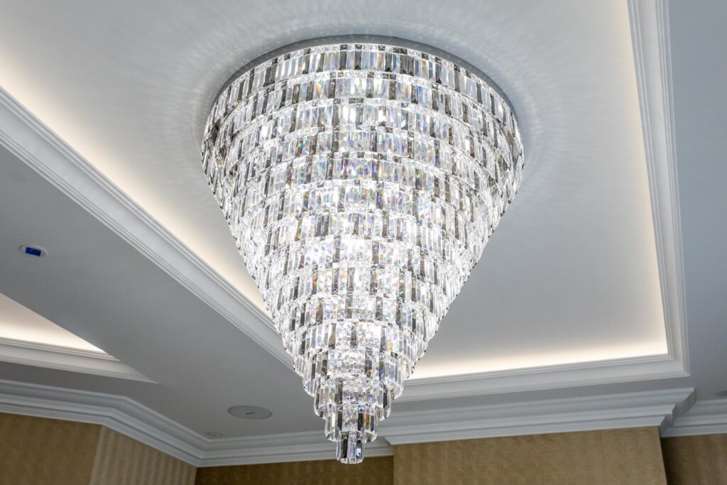 Crystal chandelier adding glamour to interiors