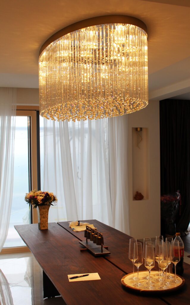 Bespoke glass chandelier crafted in Europe